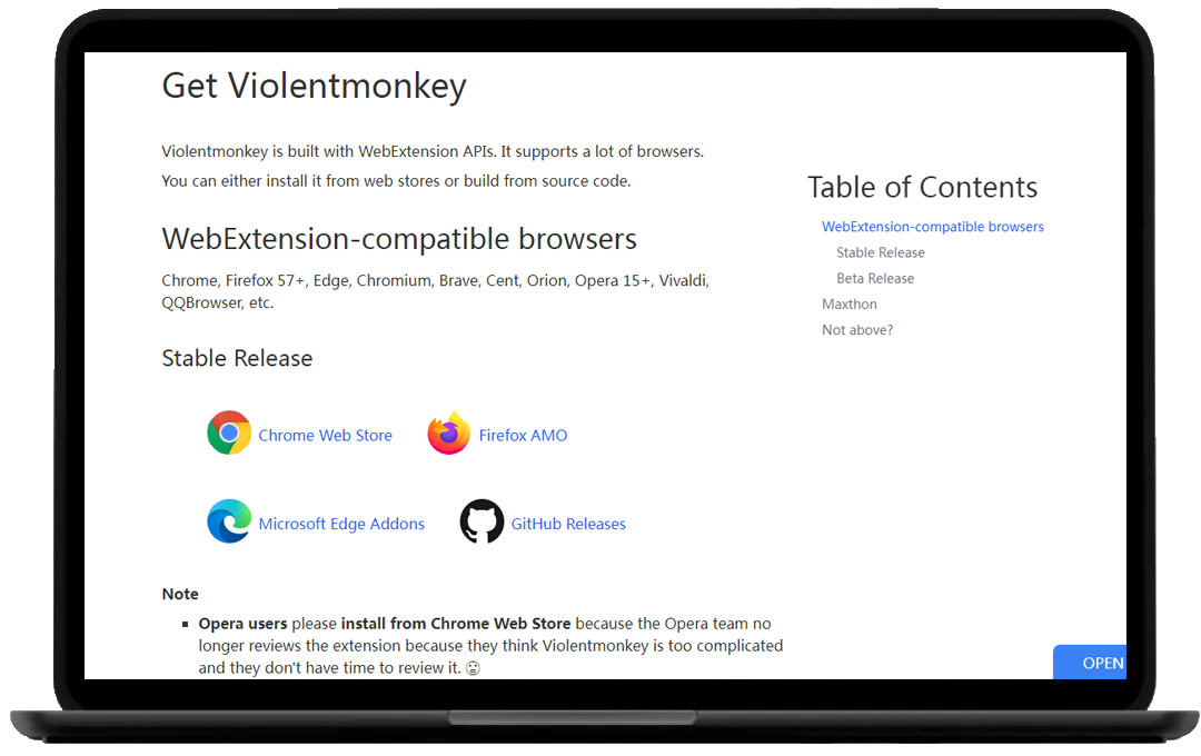 一款非常受欢迎的脚本管理器工具——暴力猴插件