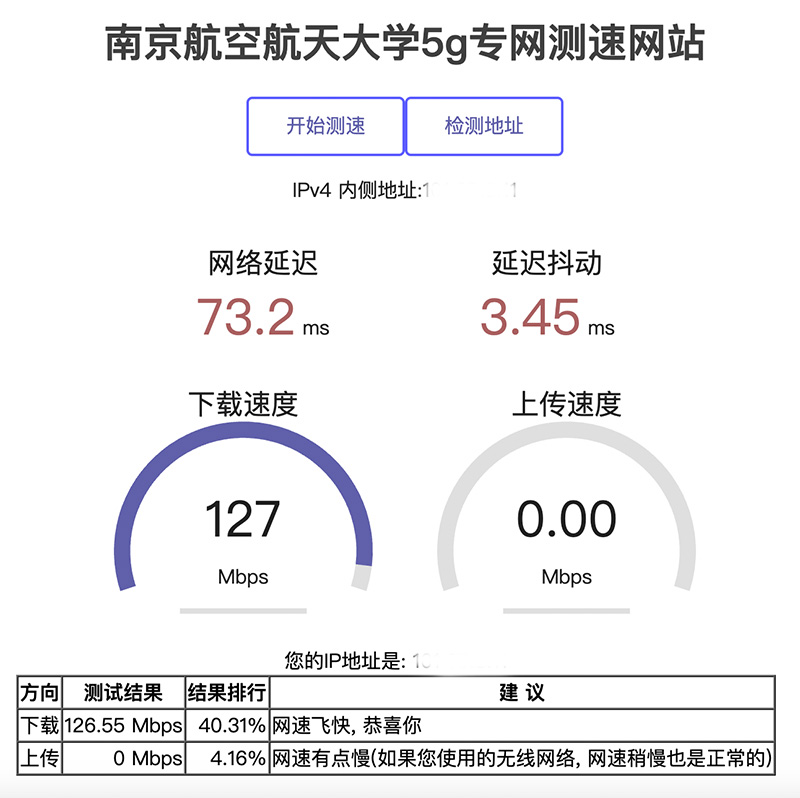 南京航空航天大学5g专网测速