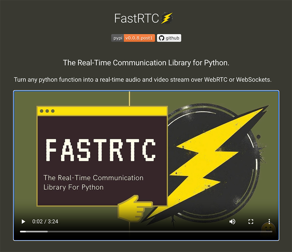 FastRTC：Hugging Face推出的Python实时通信库，简化音频和视频流开发
