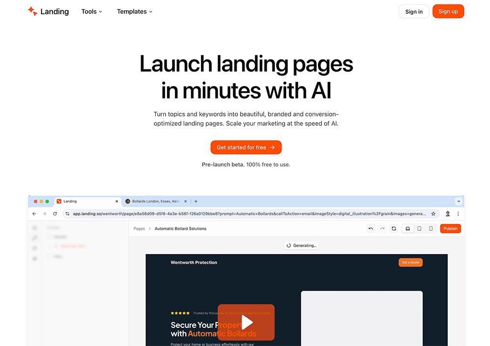 Landing：AI落地页生成工具，快速打造高效营销页面