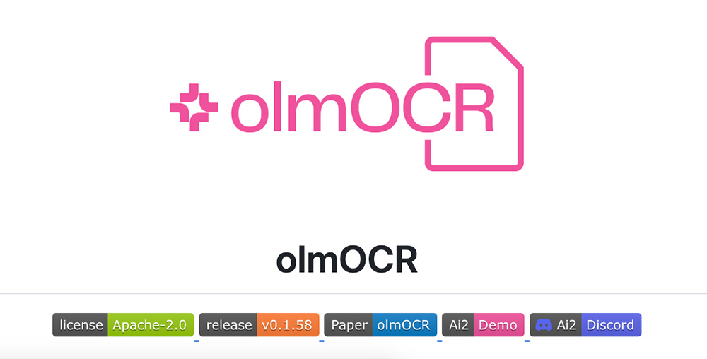 olmOCR：开源的PDF文档转换工具，精准提取文本、表格与公式