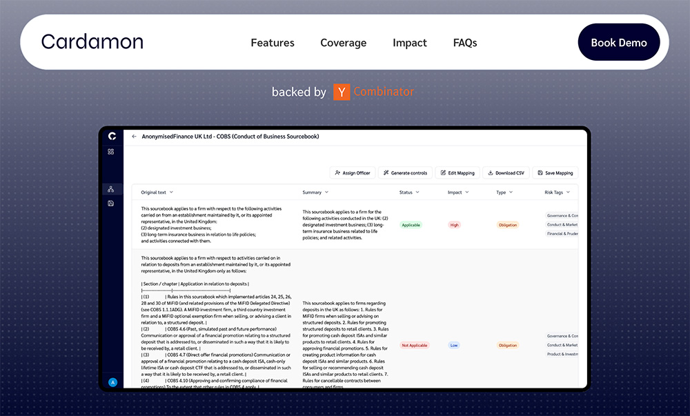 Cardamon：AI合规自动化平台，助力企业高效应对监管挑战