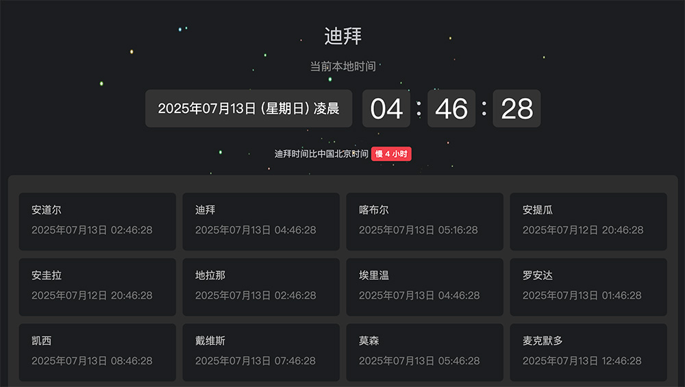 迪拜时间—世界各地实时时间