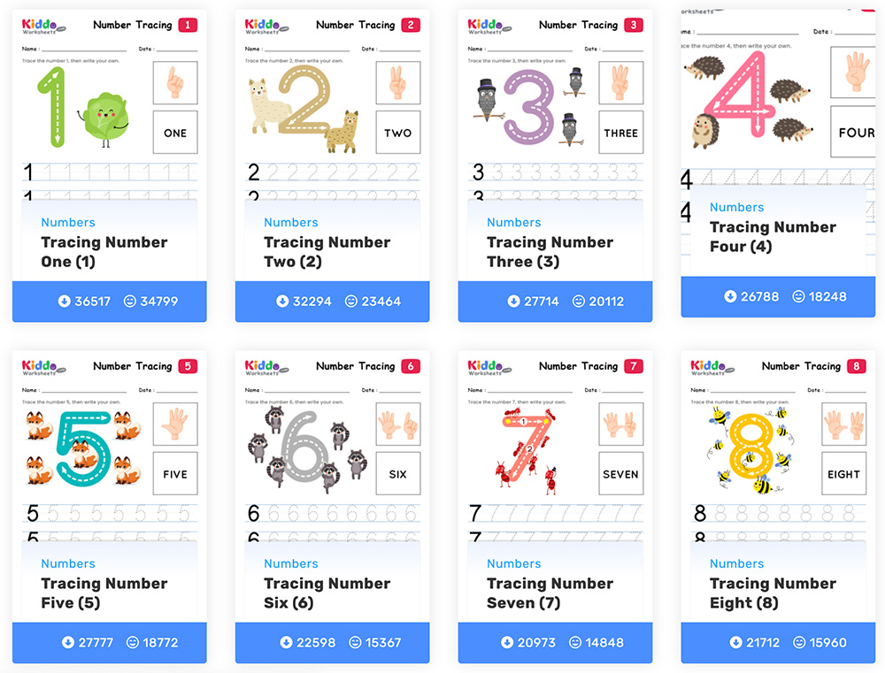 Kiddo Worksheets：一个无限生成儿童练习题的网站