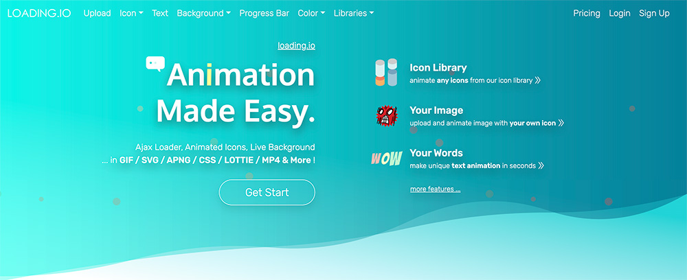 loading.io：支持创建SVG/GIF/PNG/AJAX加载动画、文字动画和背景动画