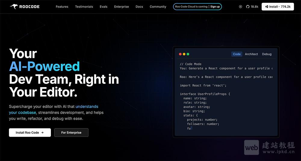 Roo Code:AI自主编码助手,帮助开发者快速编写、重构和调试代码