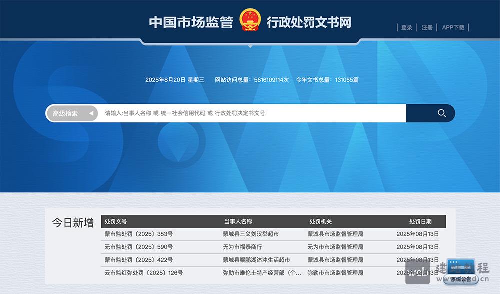 中国市场监管行政处罚文书网官方