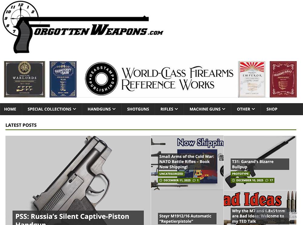 被遗忘的武器Forgotten Weapons官网:一个专注于介绍历史枪械的网站