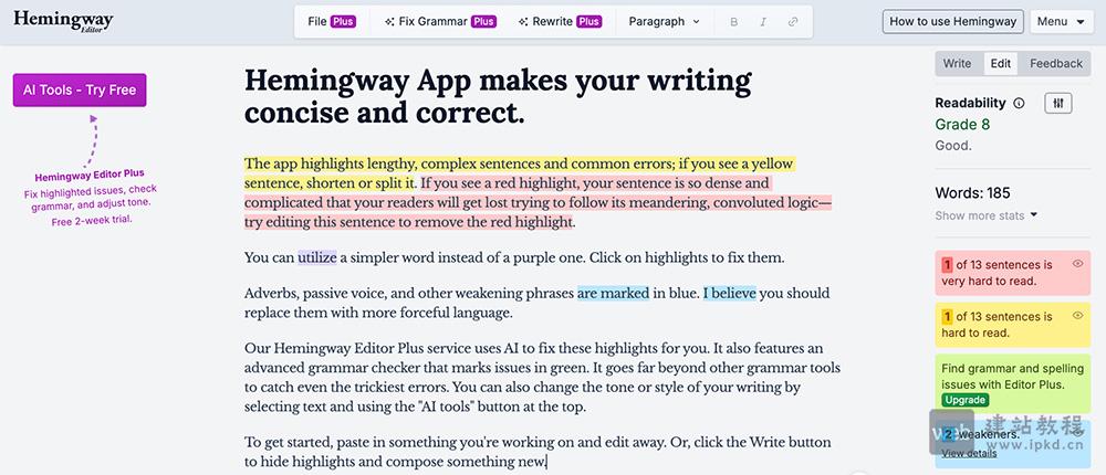 Hemingway Editor:一款面向英文写作的在线编辑工具