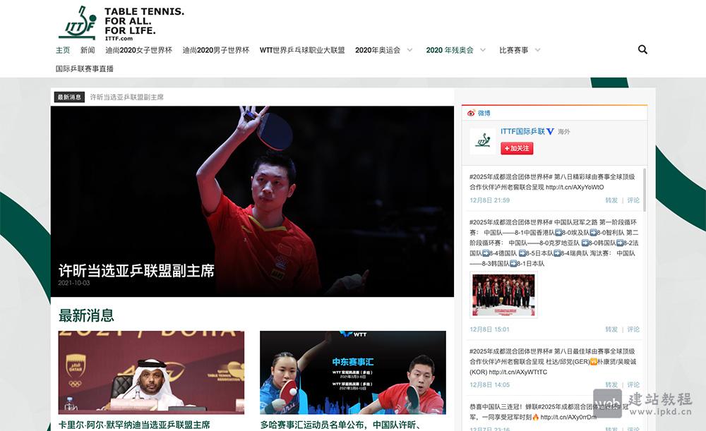 世界乒乓球积分排名:包括单打、双打和混双三个类别,并且每周二更新一次排名列表