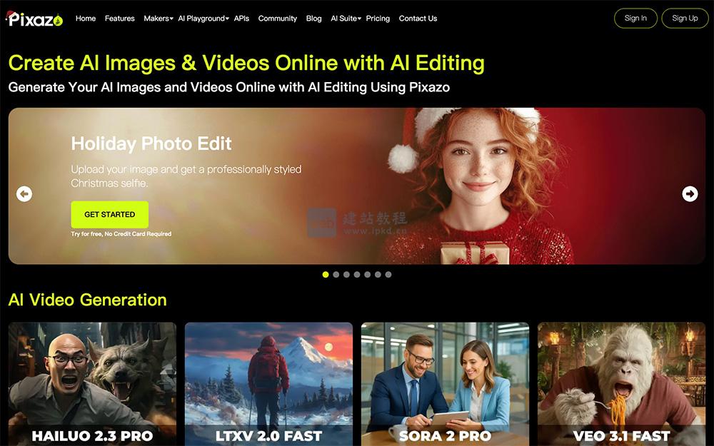 Pixazo AI：AI设计与创意生成平台，快速生成图像/视频/动画/头像/海报等