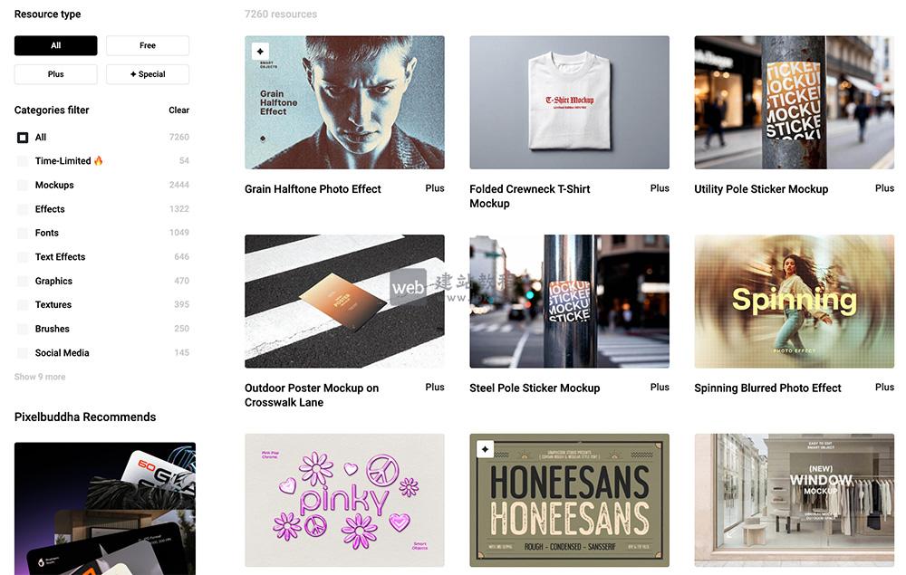 PixelBuddha：提供包括模型/字体/效果/纹理/图形等资源。