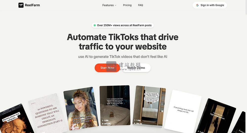 ReelFarm官网：专注于TikTok平台的AI视频生成与自动化发布工具
