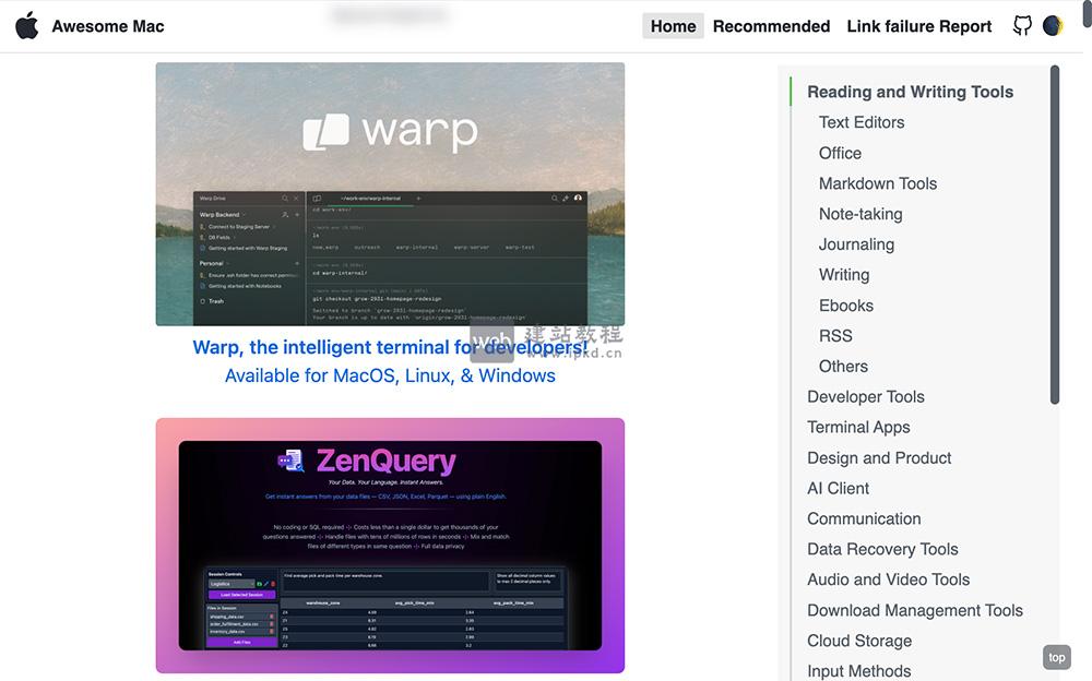 Awesome Mac官网入口,一个面向开发者和高级用户的Mac应用程序、工具和服务的精选列表