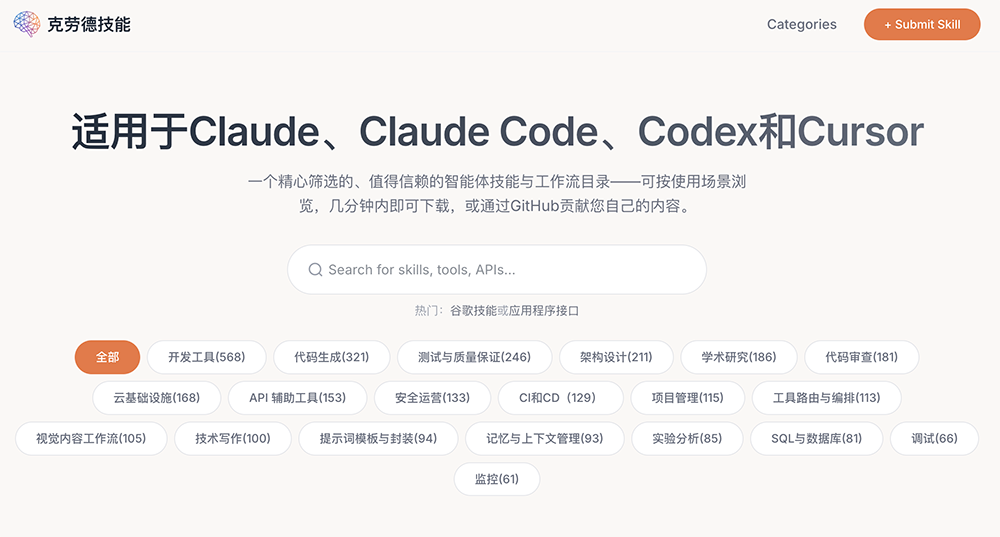 Claude Skills Directory：一个精心策划的技能资源平台