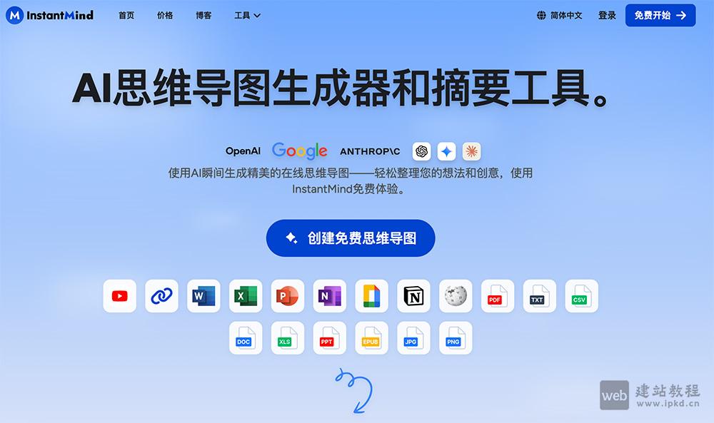 InstantMind:AI思维导图生成器和摘要工具,一键搞定多源内容结构化梳理