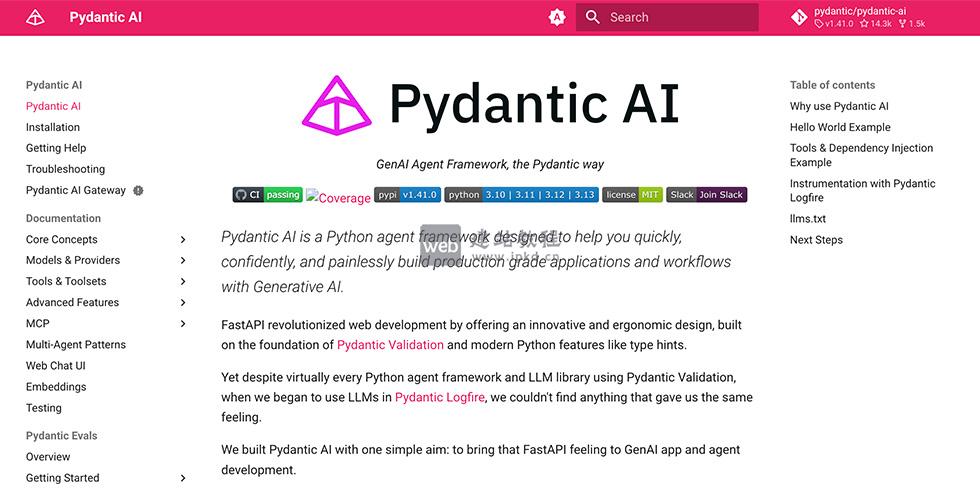 PydanticAI:Pydantic团队出品的Python AI代理框架,高效构建生产级生成式AI应用