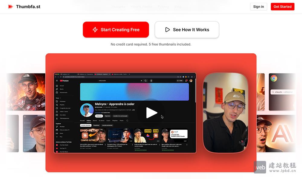 Thumbfa.st：YouTube创作者专属AI缩略图工具，一键生成高点击专业封面