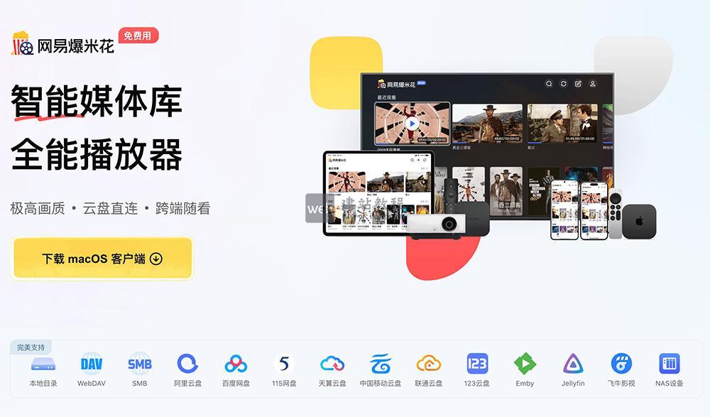 网易爆米花官网使用入口，多平台兼容+智能管理，无广告沉浸式观影