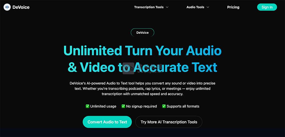 DeVoice：一款支持多种主流音频格式的AI专业音视频转录工具