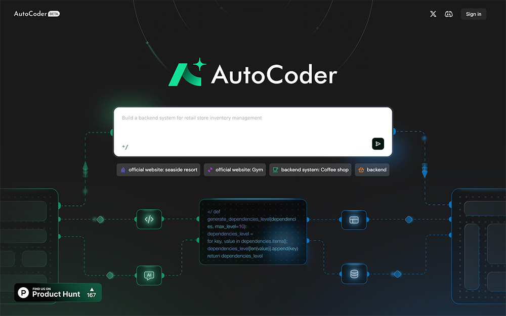 Autocoder：涵盖前端、后端以及数据库设计等多个方面
