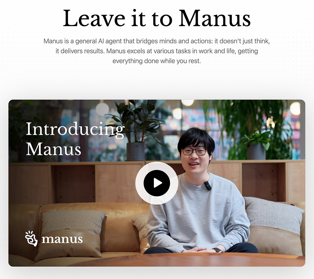 Manus</strong>：</p><p>中国团队开发的全球首款通用型人工智能代理（AI Agent）
